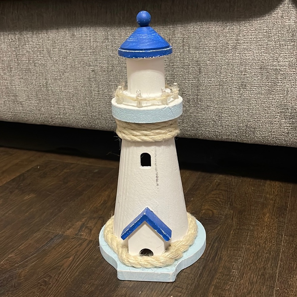Blue & White Light Up Lighthouse